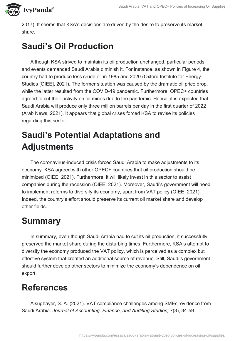 Saudi Arabia: VAT and OPEC+ Policies of Increasing Oil Supplies. Page 3