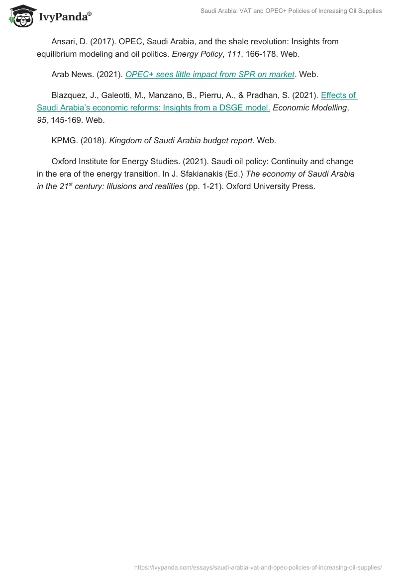 Saudi Arabia: VAT and OPEC+ Policies of Increasing Oil Supplies. Page 4