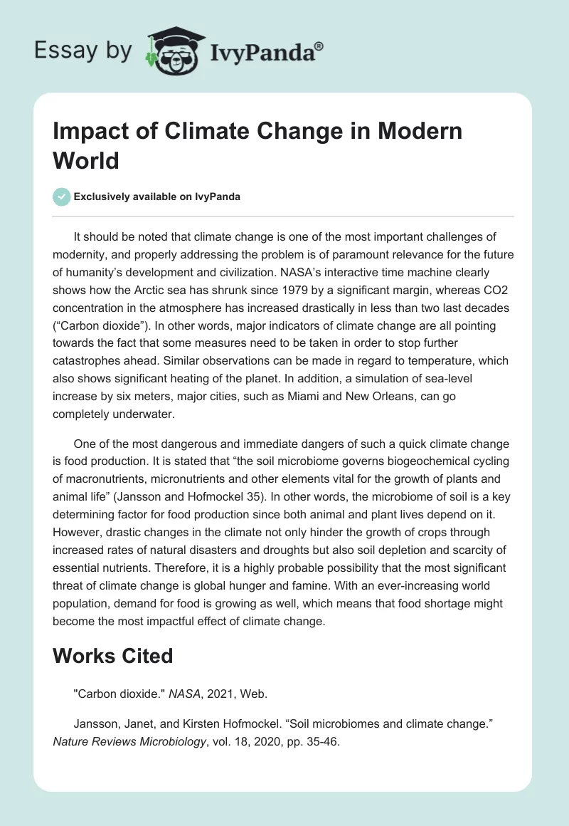 Impact of Climate Change in Modern World. Page 1