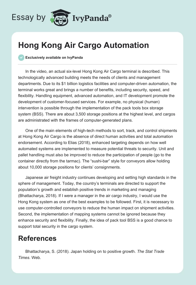 Hong Kong Air Cargo Automation. Page 1