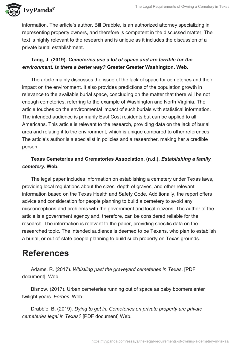 The Legal Requirements of Owning a Cemetery in Texas. Page 2