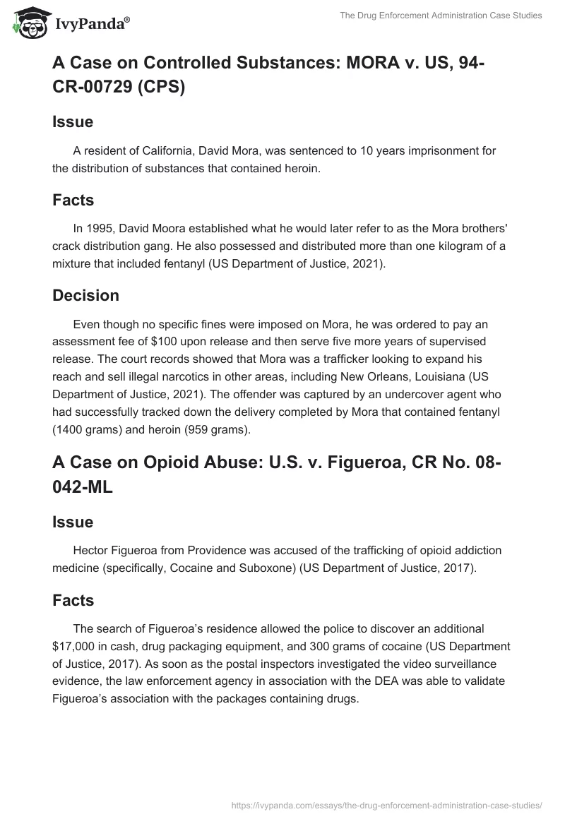 The Drug Enforcement Administration Case Studies. Page 5