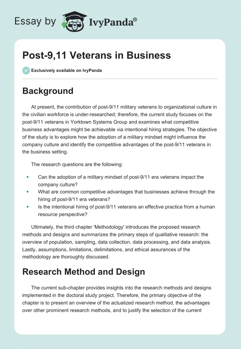 Post-9/11 Veterans in Business. Page 1