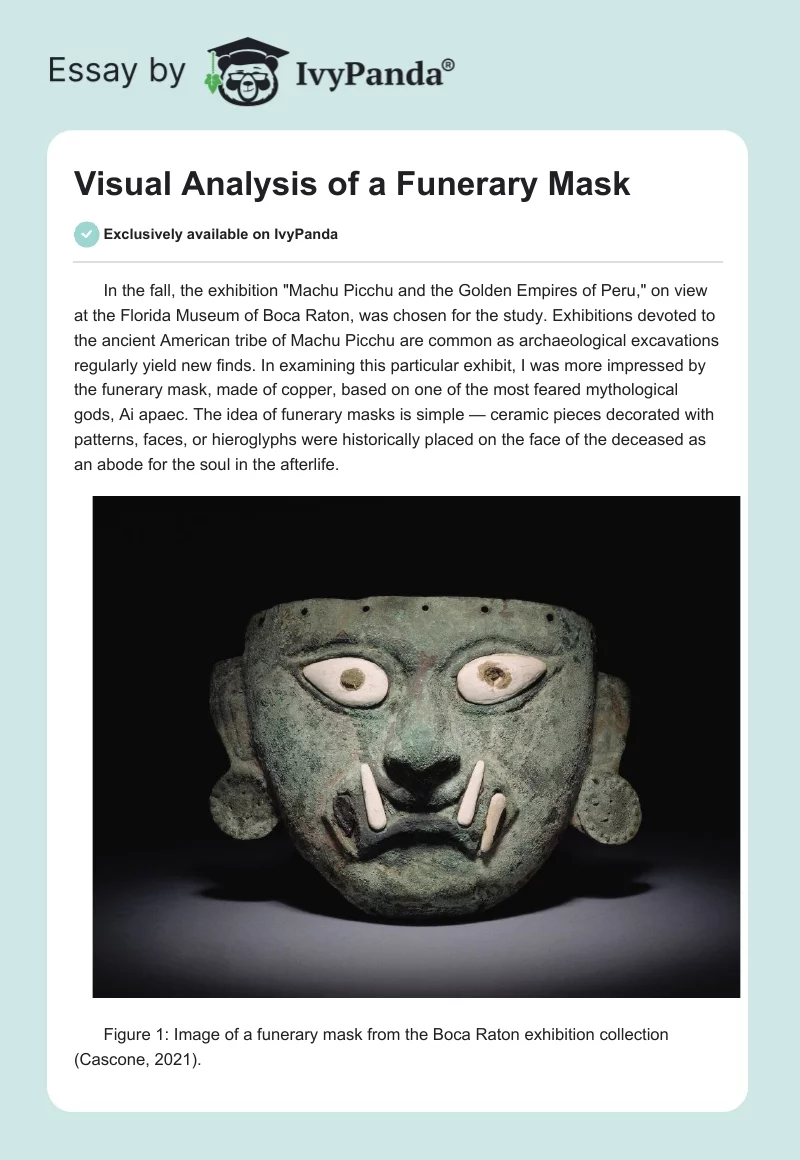Visual Analysis of a Funerary Mask. Page 1