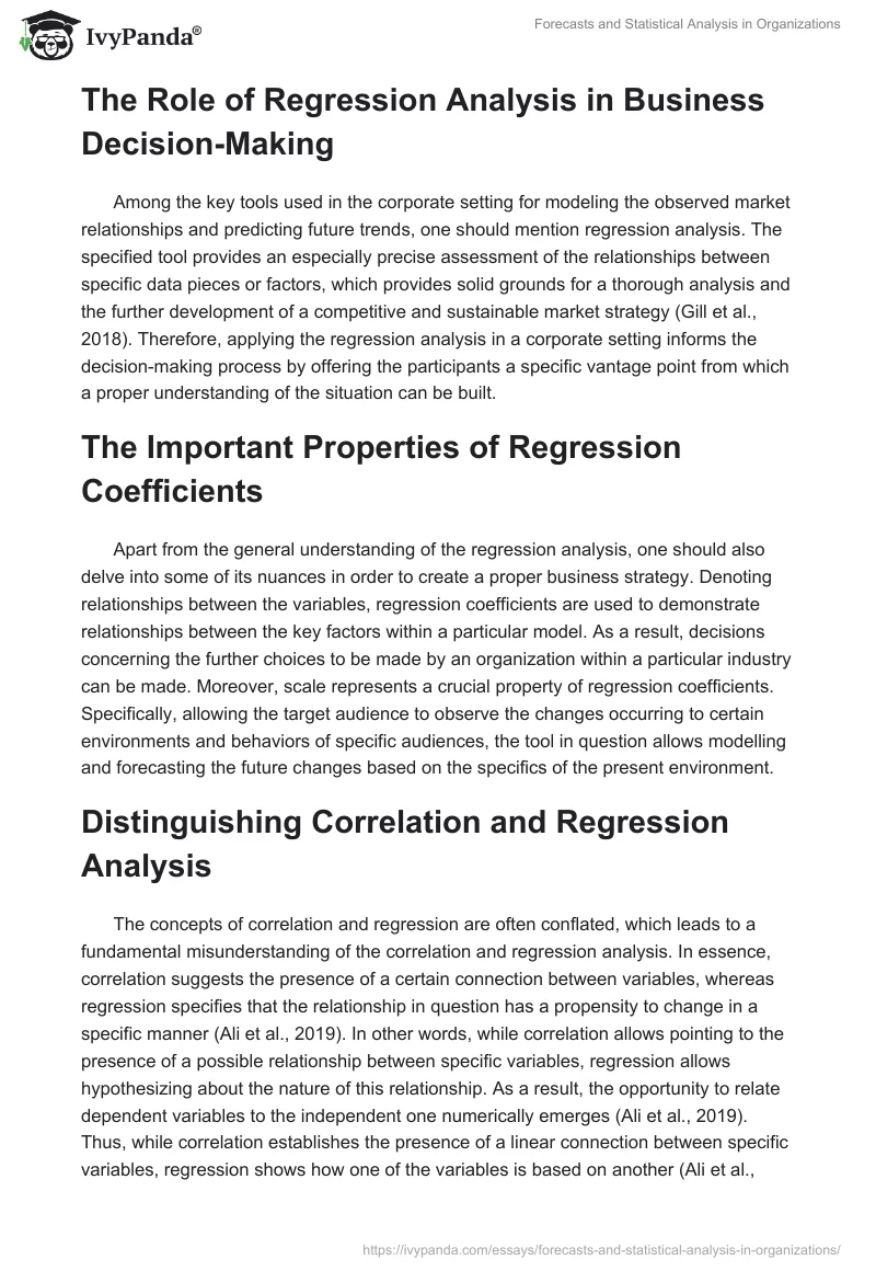 Forecasts and Statistical Analysis in Organizations. Page 2