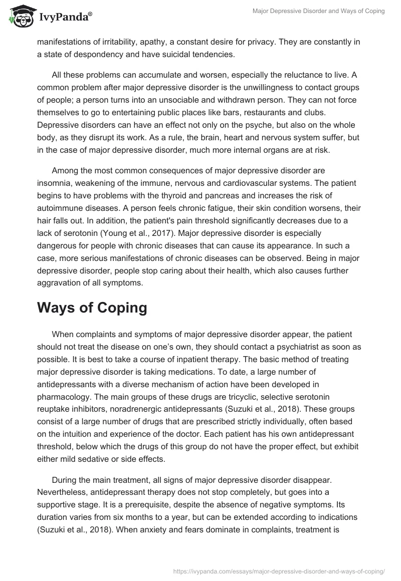 Major Depressive Disorder and Ways of Coping. Page 4