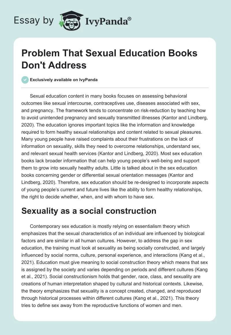 Problem That Sexual Education Books Don't Address. Page 1