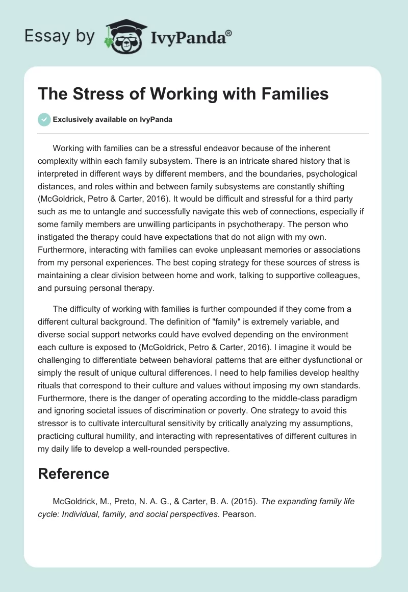 The Stress of Working with Families. Page 1