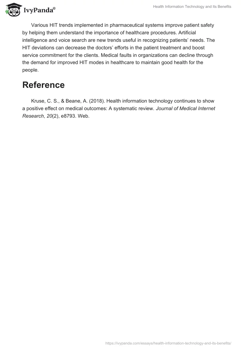Health Information Technology and Its Benefits. Page 2
