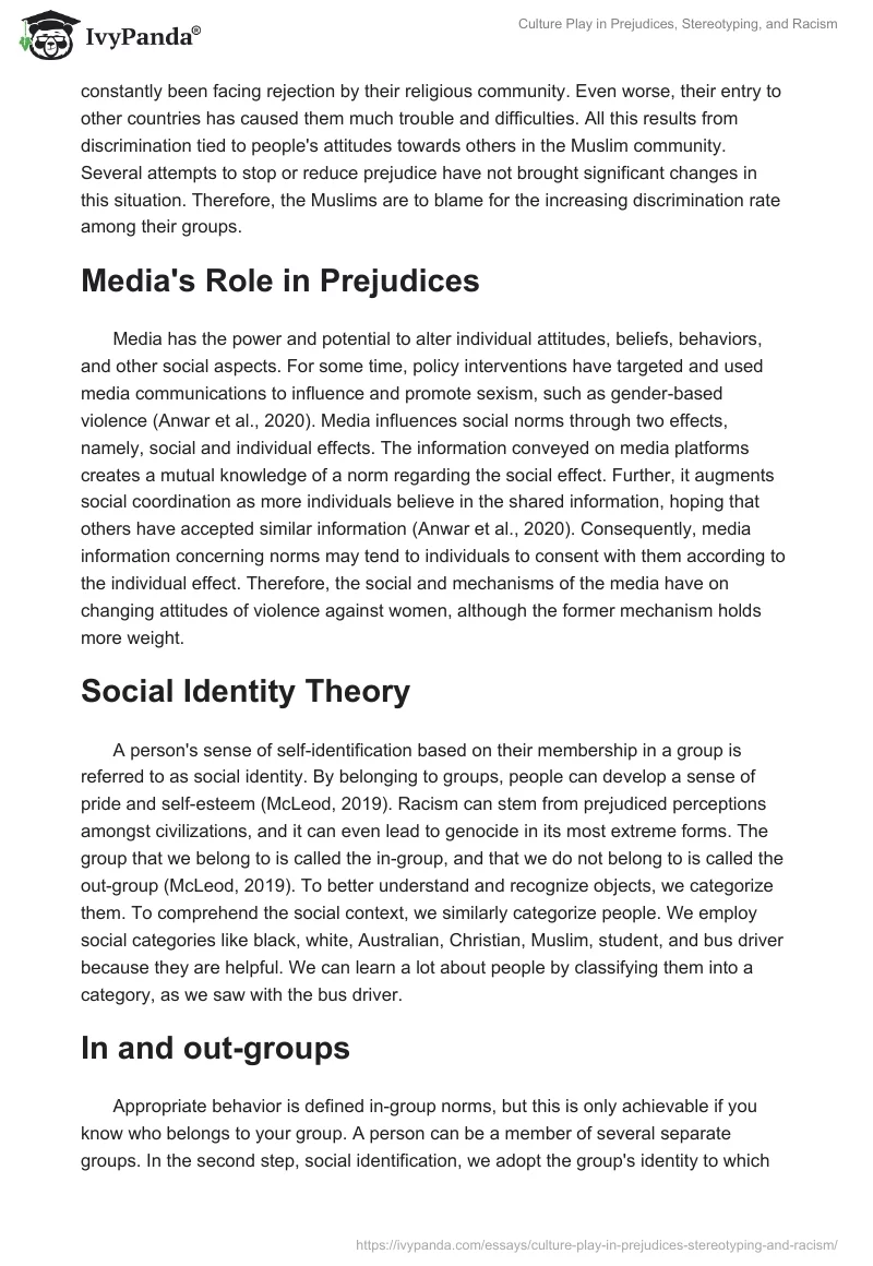 Culture Play in Prejudices, Stereotyping, and Racism. Page 2