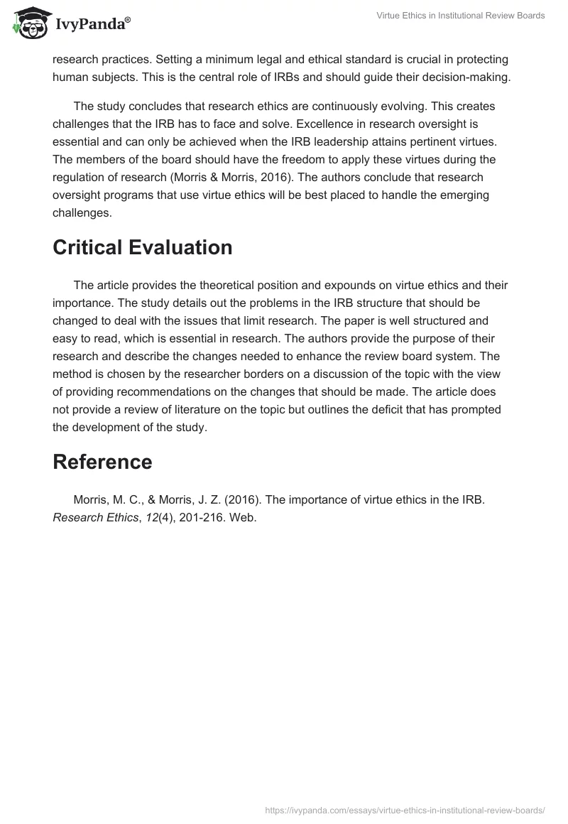 Virtue Ethics in Institutional Review Boards. Page 2