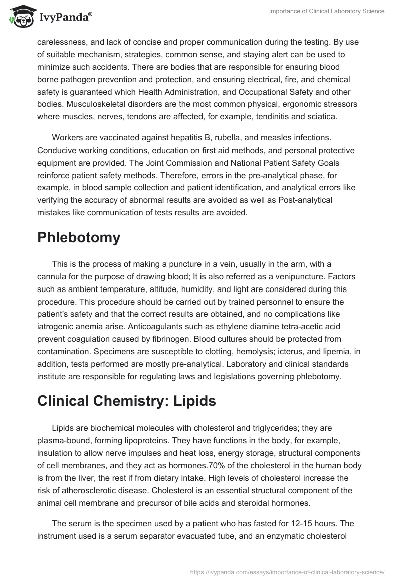 Importance of Clinical Laboratory Science. Page 2