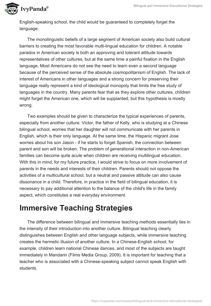 Bilingual and Immersive Educational Strategies. Page 3