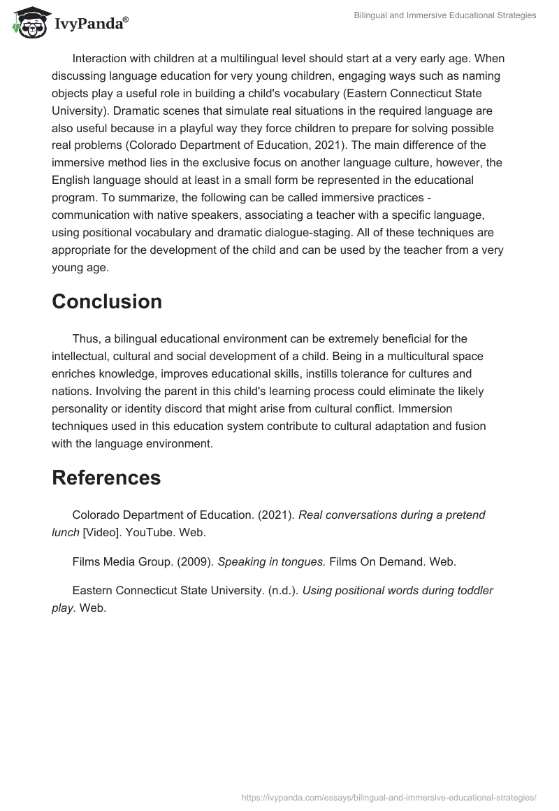 Bilingual and Immersive Educational Strategies. Page 4