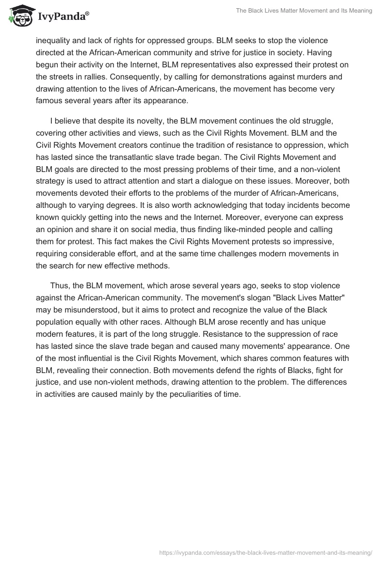 The Black Lives Matter Movement and Its Meaning. Page 2
