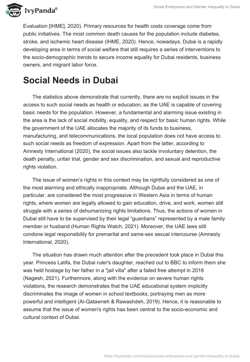 Social Enterprises and Gender Inequality in Dubai. Page 2