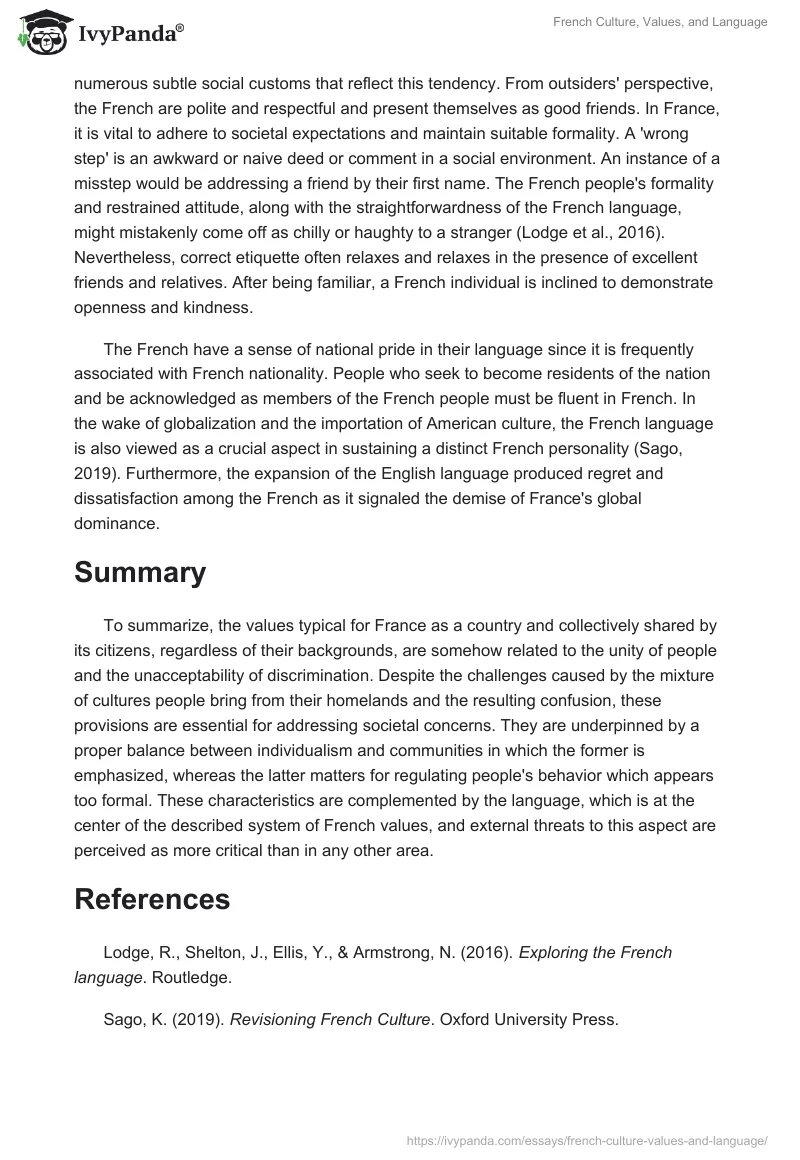 French Culture, Values, and Language. Page 2