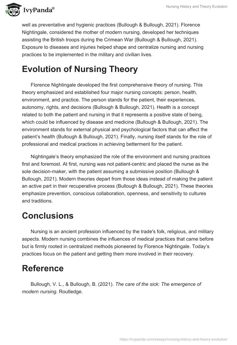 Nursing History and Theory Evolution. Page 2