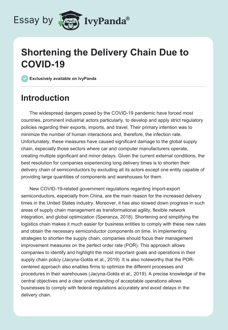 Shortening the Delivery Chain Due to COVID-19. Page 1