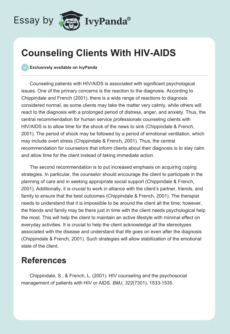 Counseling Clients With HIV-AIDS. Page 1