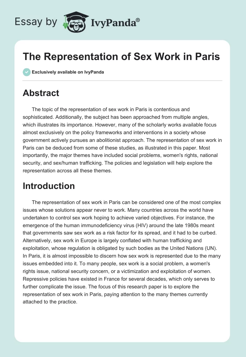 The Representation of Sex Work in Paris. Page 1