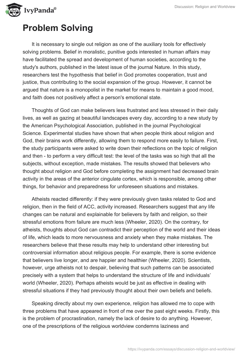 Discussion: Religion and Worldview. Page 2