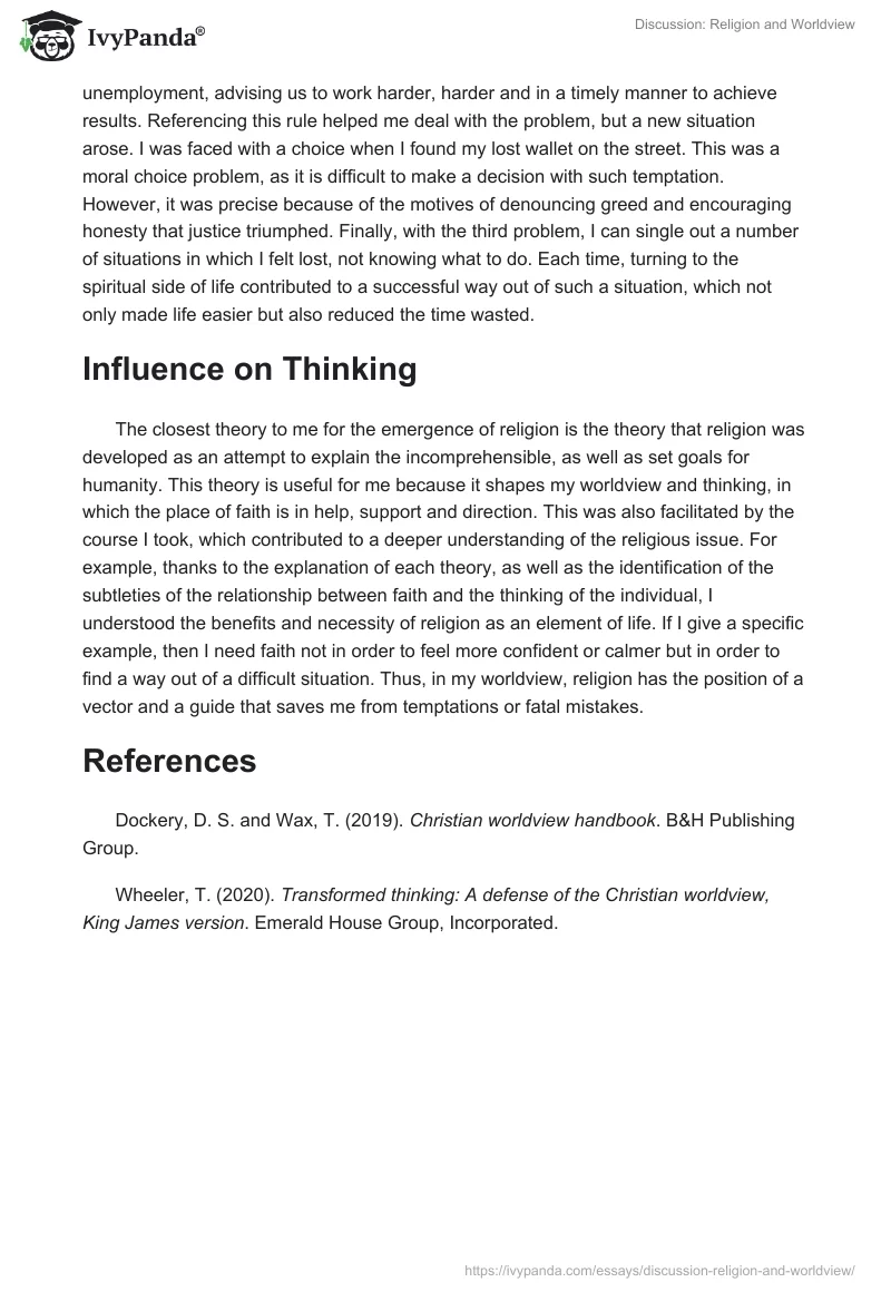 Discussion: Religion and Worldview. Page 3