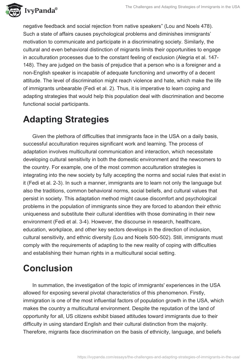The Challenges and Adapting Strategies of Immigrants in the USA. Page 3