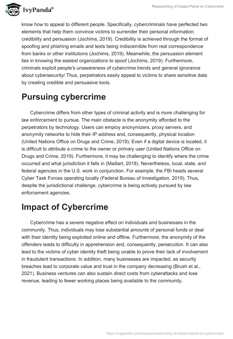 Researching of Impact Panel on Cybercrime. Page 2