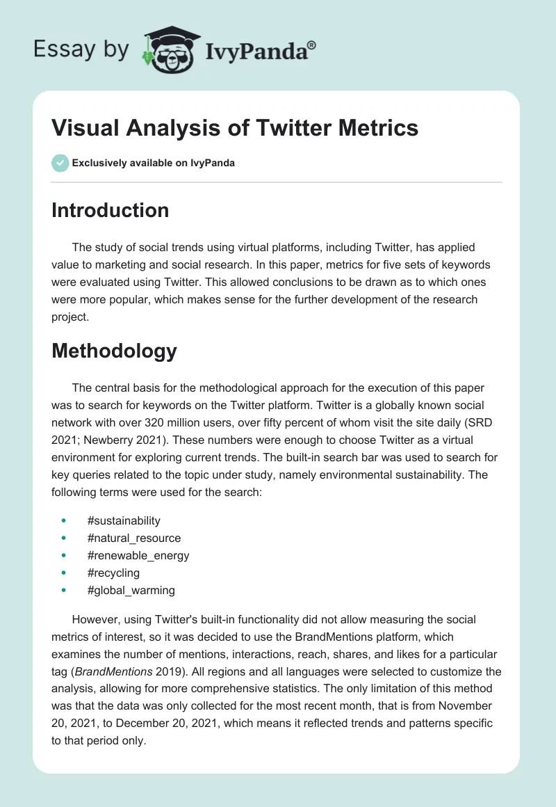 Visual Analysis of Twitter Metrics. Page 1