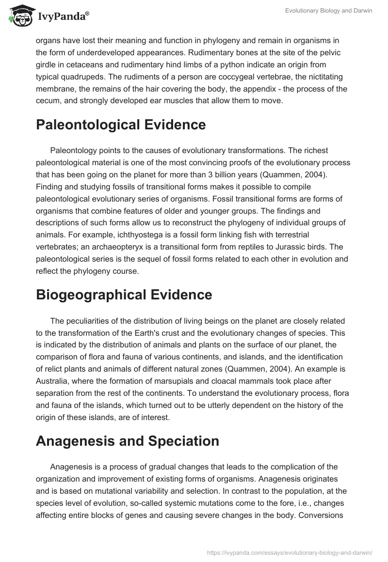 Evolutionary Biology and Darwin. Page 2