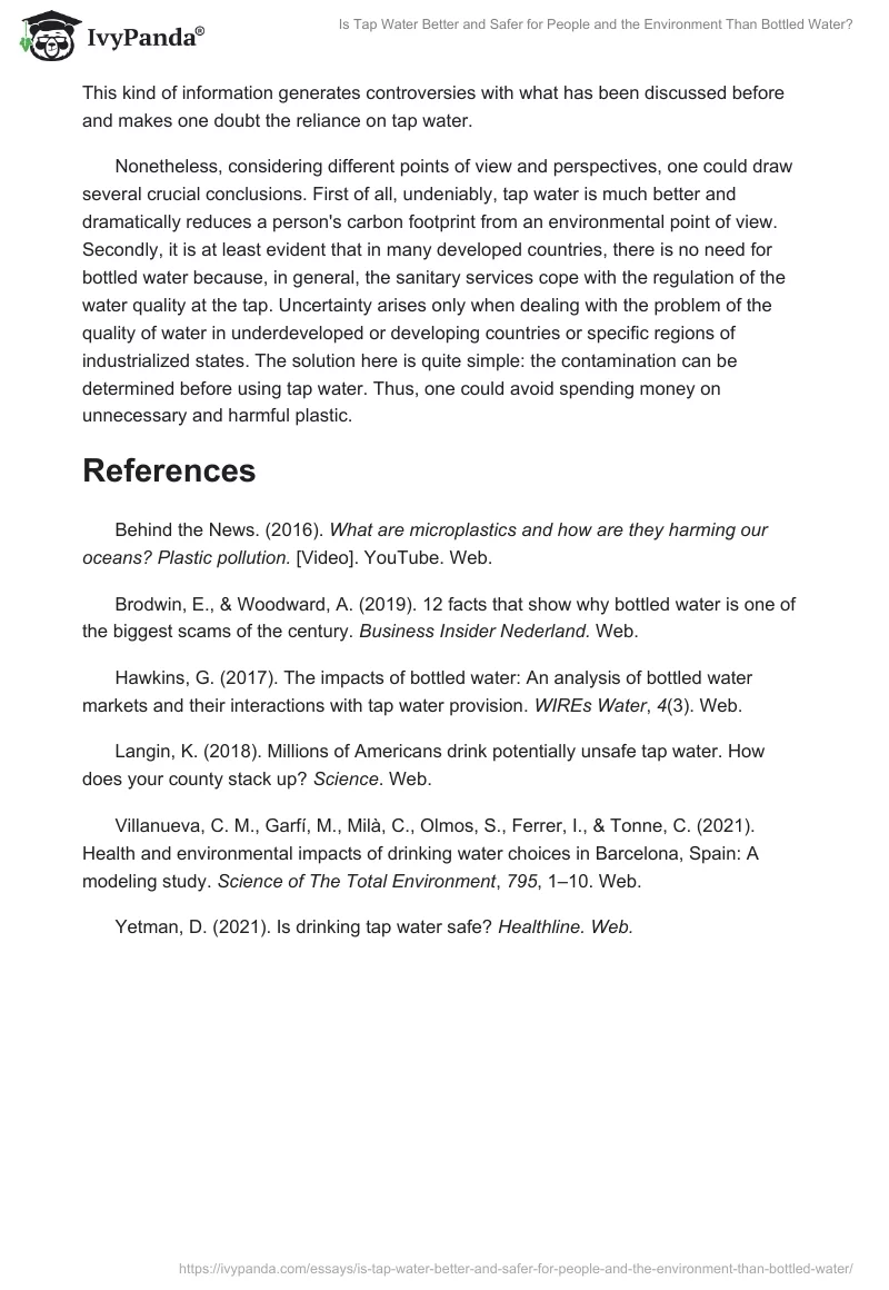 Is Tap Water Better and Safer for People and the Environment Than Bottled Water?. Page 2