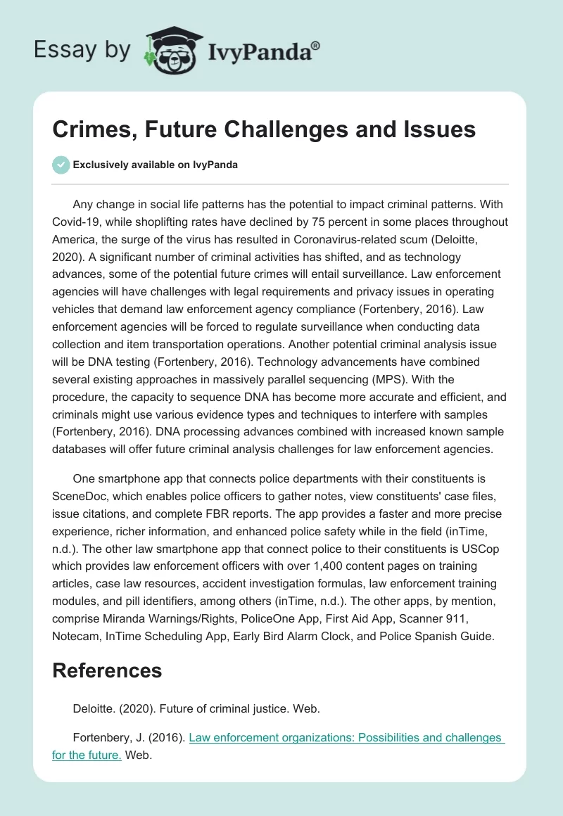 Crimes, Future Challenges and Issues. Page 1