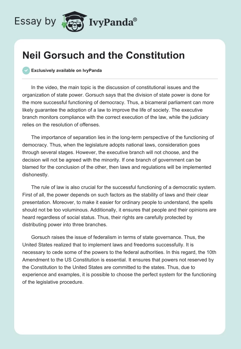Neil Gorsuch and the Constitution. Page 1