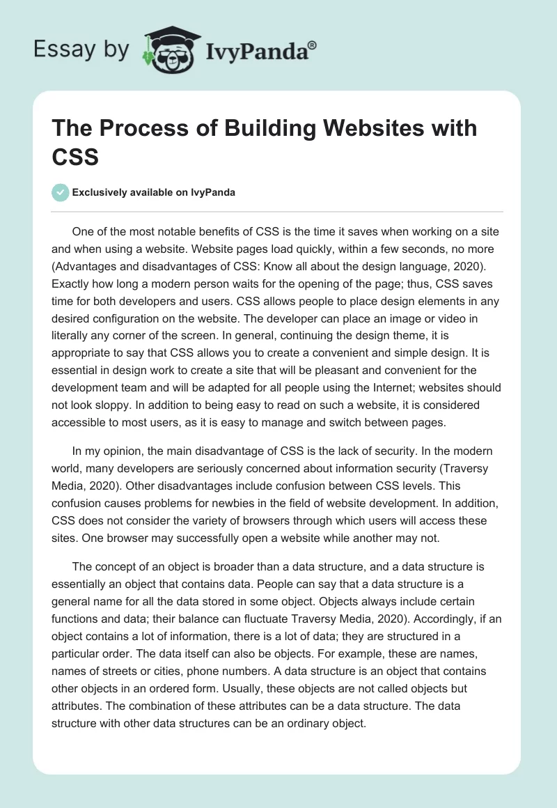 The Process of Building Websites With CSS. Page 1