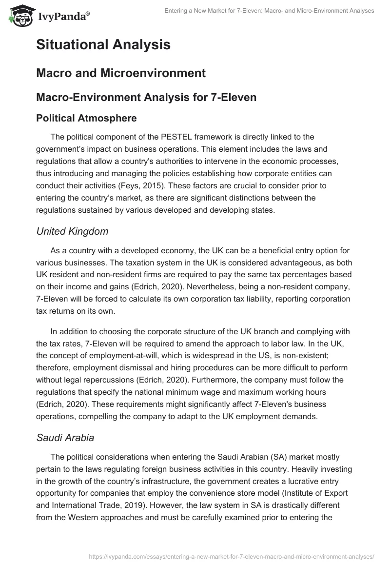 Entering a New Market for 7-Eleven: Macro- and Micro-Environment Analyses. Page 2