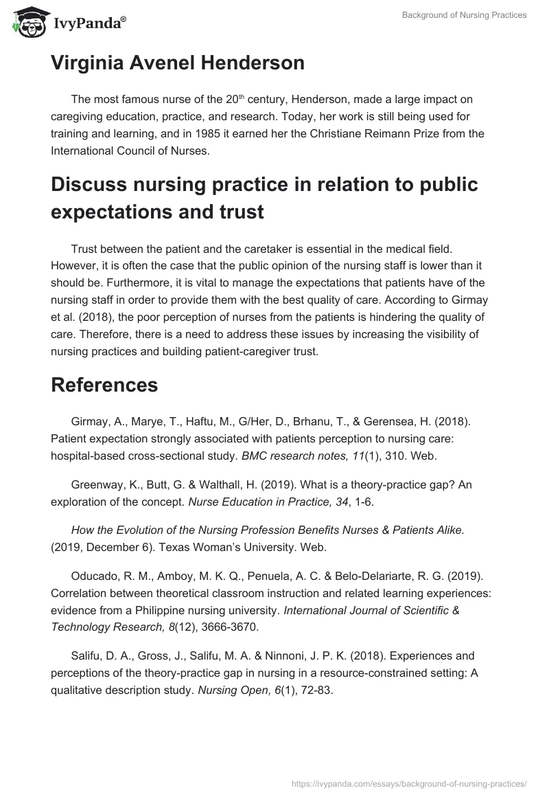 Background of Nursing Practices. Page 4