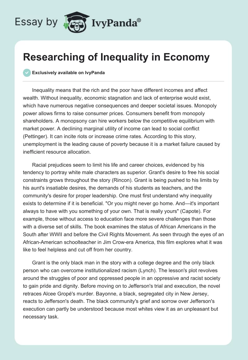 Researching of Inequality in Economy. Page 1