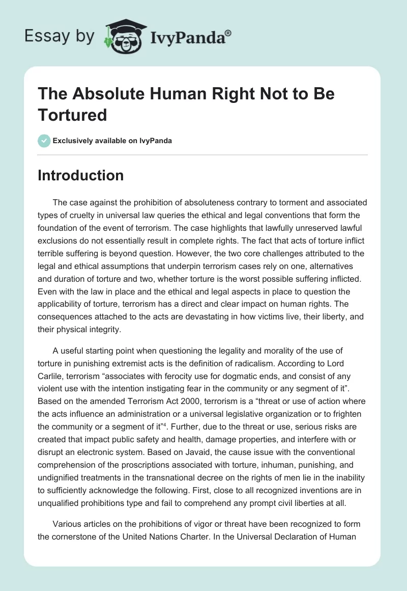 The Absolute Human Right Not to Be Tortured. Page 1