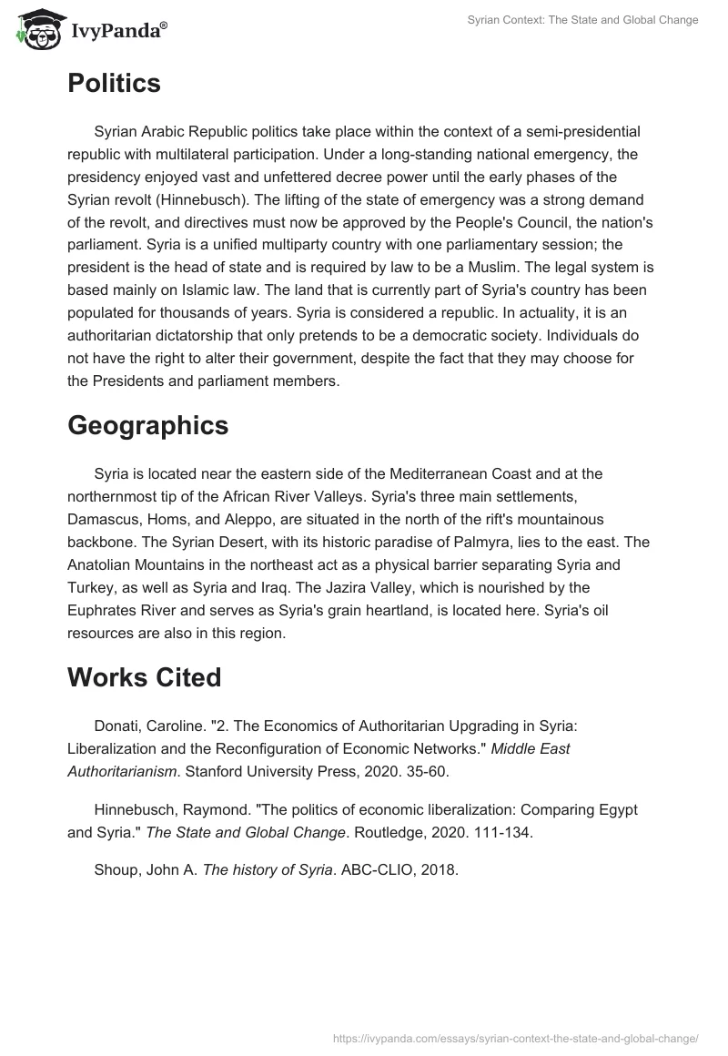 Syrian Context: The State and Global Change. Page 2
