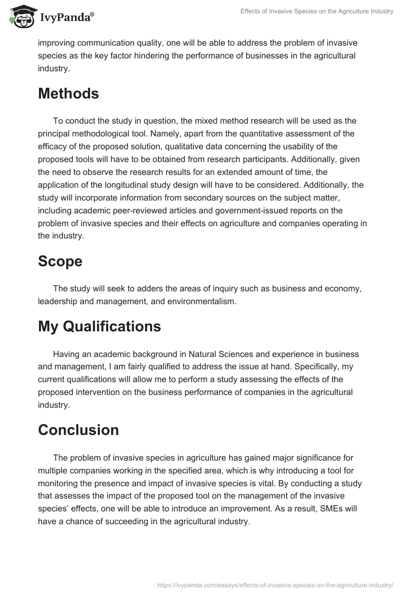 Effects of Invasive Species on the Agriculture Industry. Page 2