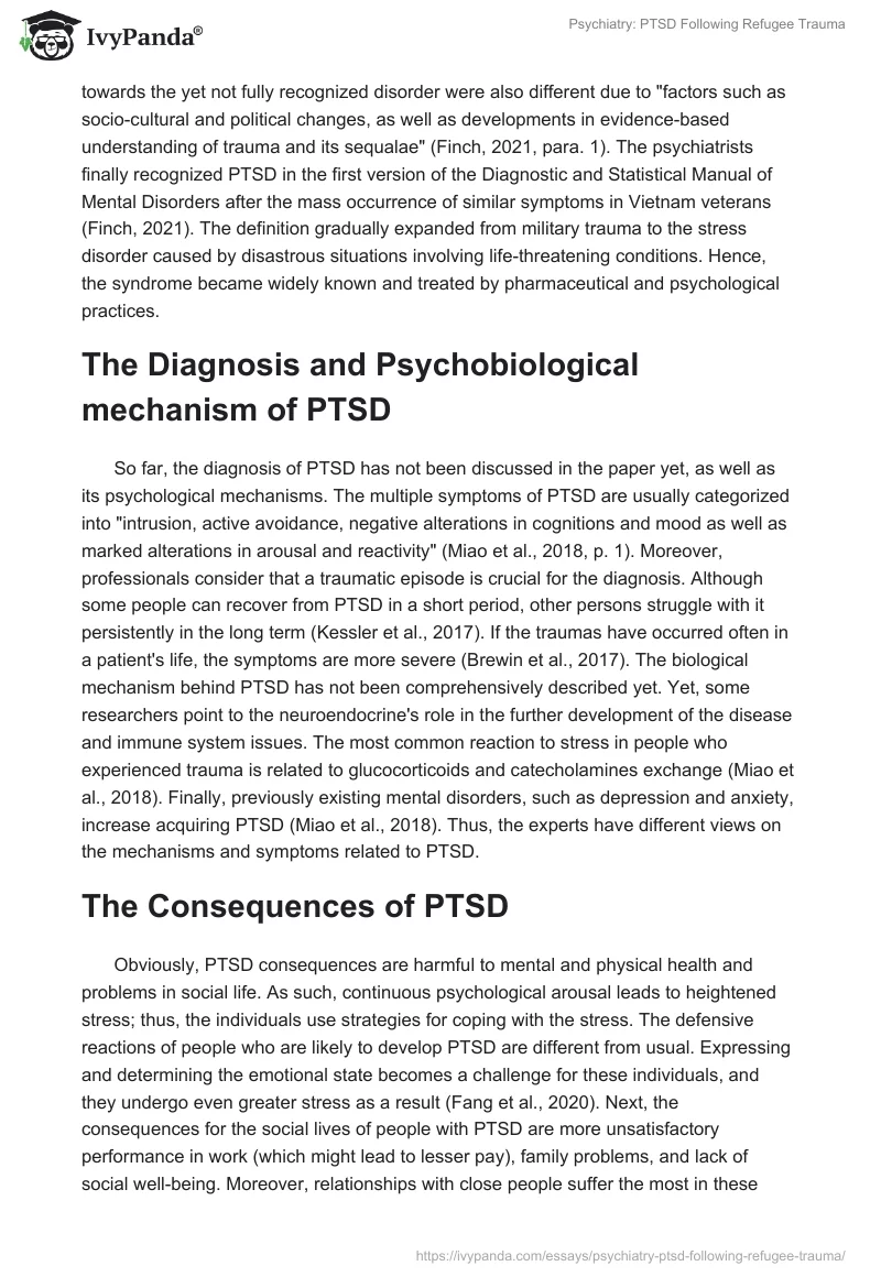 Psychiatry: PTSD Following Refugee Trauma. Page 2