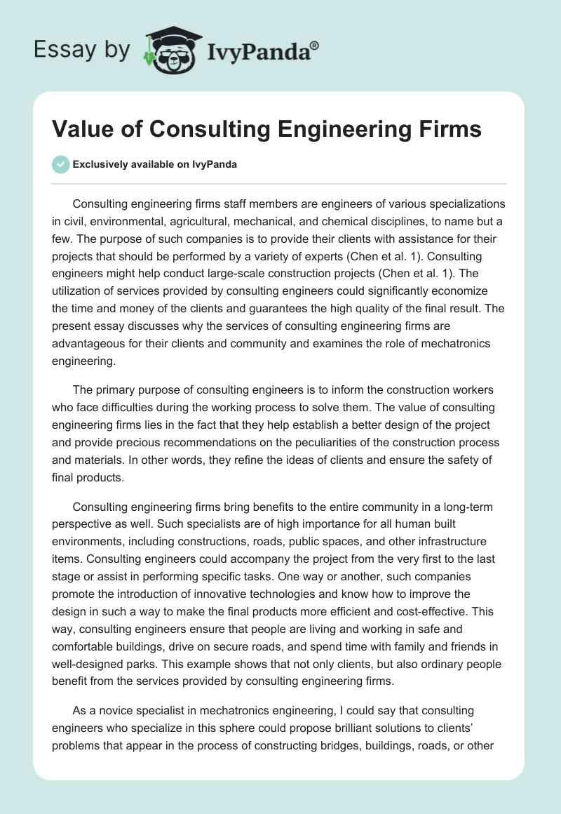 Value of Consulting Engineering Firms. Page 1
