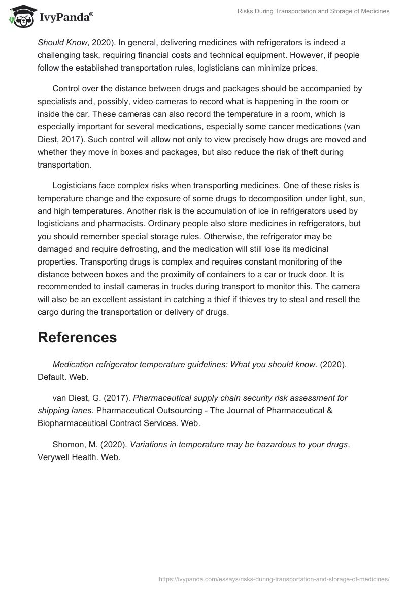 Risks During Transportation and Storage of Medicines. Page 2