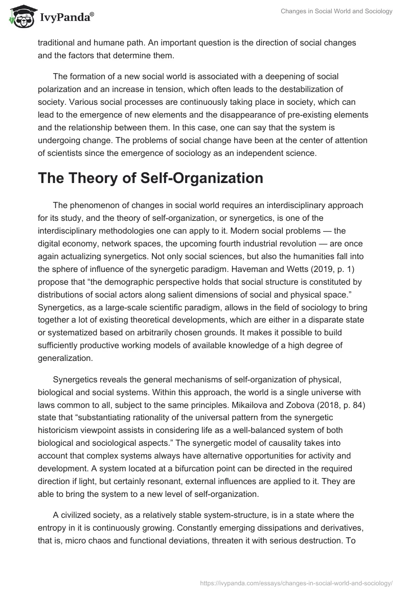 Changes in Social World and Sociology. Page 2