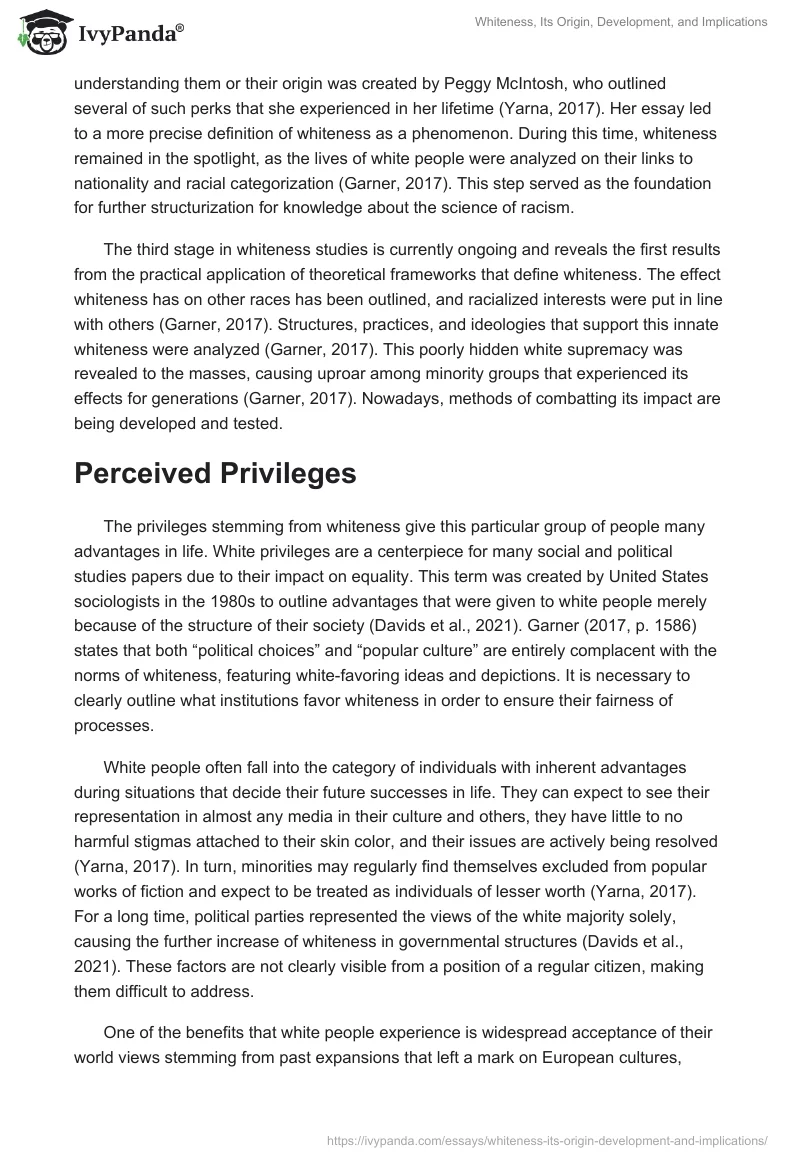 Whiteness, Its Origin, Development, and Implications. Page 2
