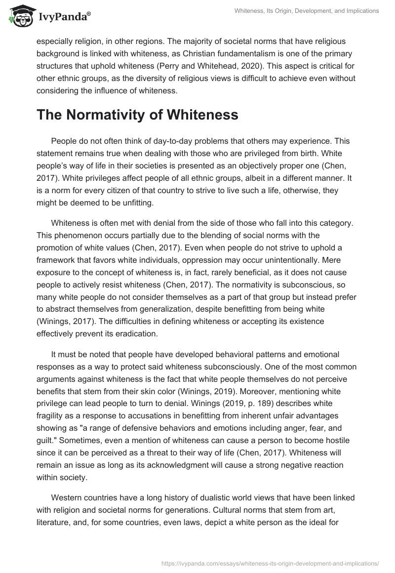 Whiteness, Its Origin, Development, and Implications. Page 3