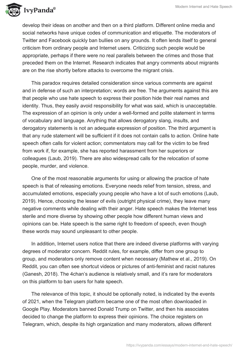 Modern Internet and Hate Speech. Page 2