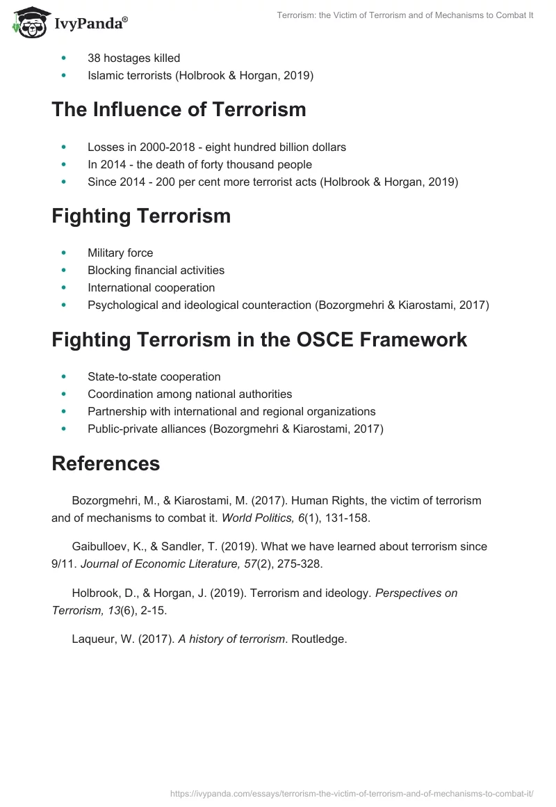 Terrorism: the Victim of Terrorism and of Mechanisms to Combat It. Page 3