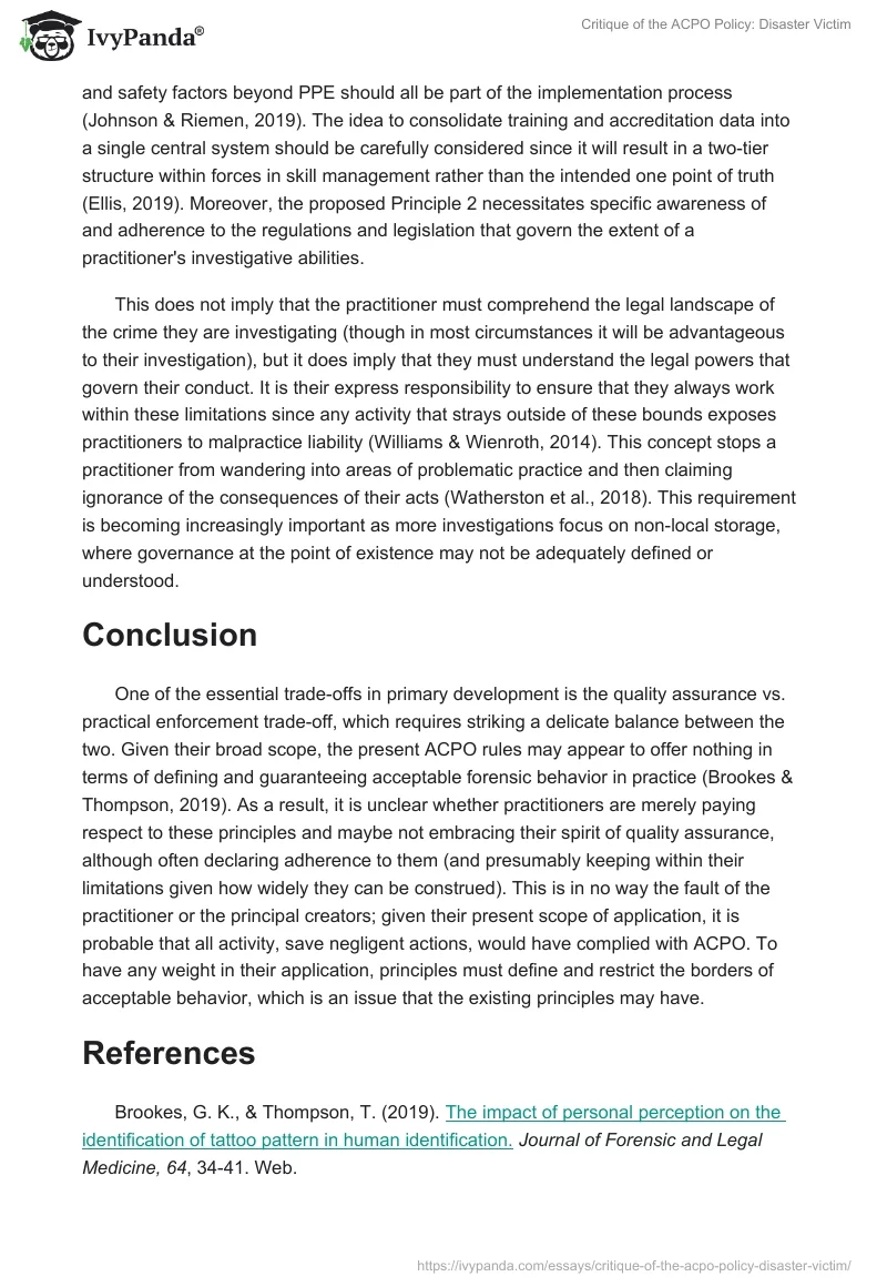 Critique of the ACPO Policy: Disaster Victim. Page 2